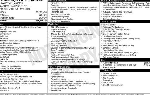 VOLKSWAGEN GOLF GTI 2020 3VW6T7AU9LM006275 image VOLKSWAGEN GOLF GTI 2020 3VW6T7AU9LM006275 image